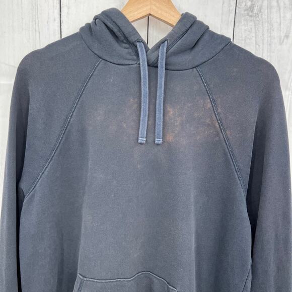 Everlane LARGE Men's Navy Blue Bleach Stain Pullover Hoodie Sweater Long Sleeve - Picture 3 of 10